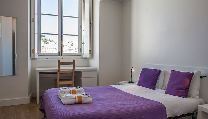 Bedroom of the 2 bedroom apartment in Chiado, Lisbon