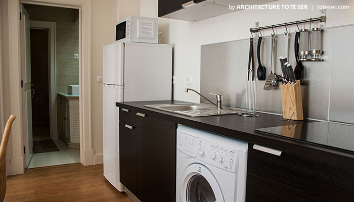 Kitchenette of the 1 bedroom apartment in Chiado, Lisbon