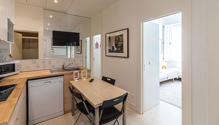Kitchenette of the 3 bedroom apartment in Chiado, Lisbon