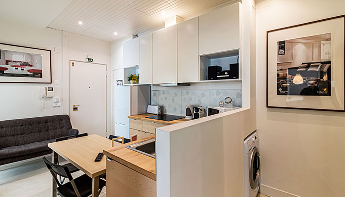 Kitchenette of the 3 bedroom apartment in Chiado, Lisbon