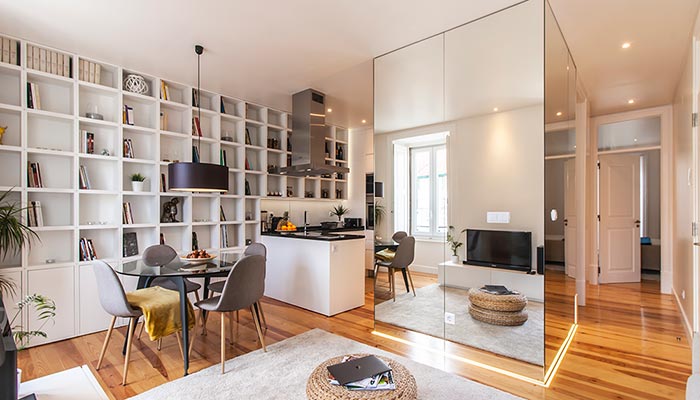 Sala do apartamento em Arroios, Lisboa